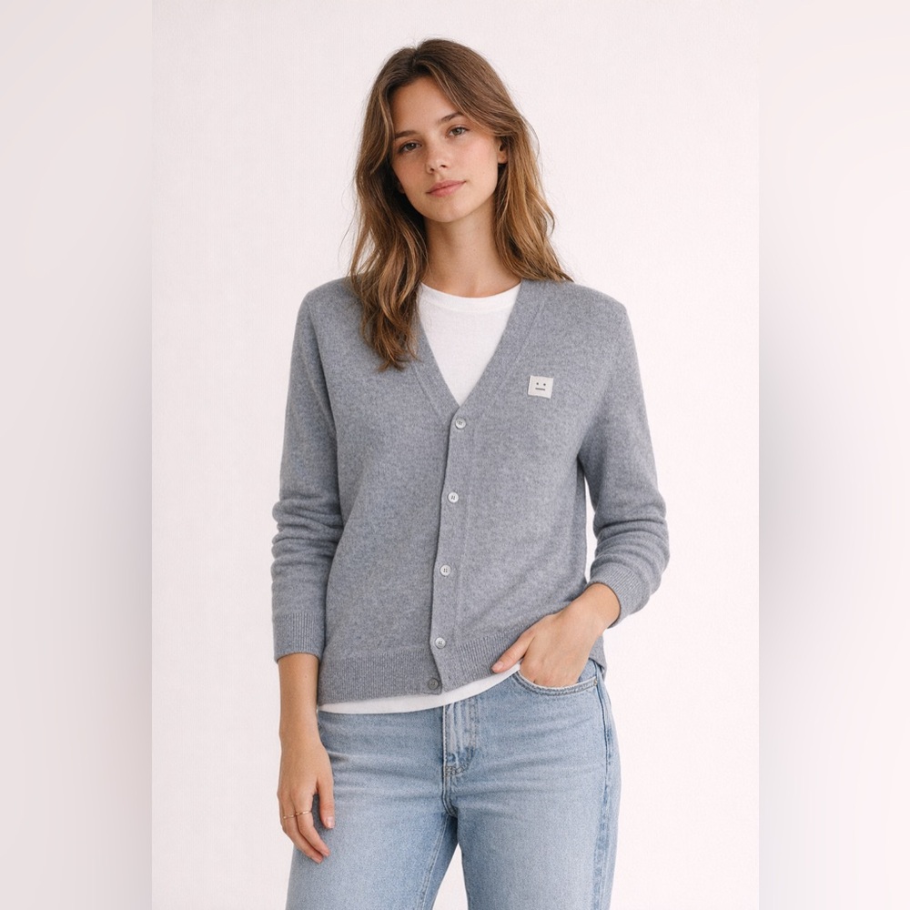 Acne Studios Gray V-Neck Button Cardigan